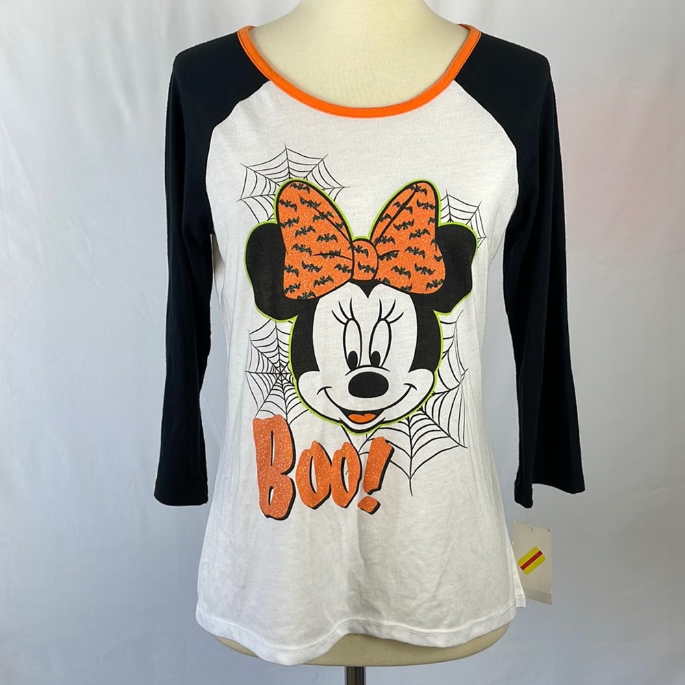 NWT Disney Minnie Mouse Halloween "BOO!" Long Sleeve Tee - Size Large (Kids)